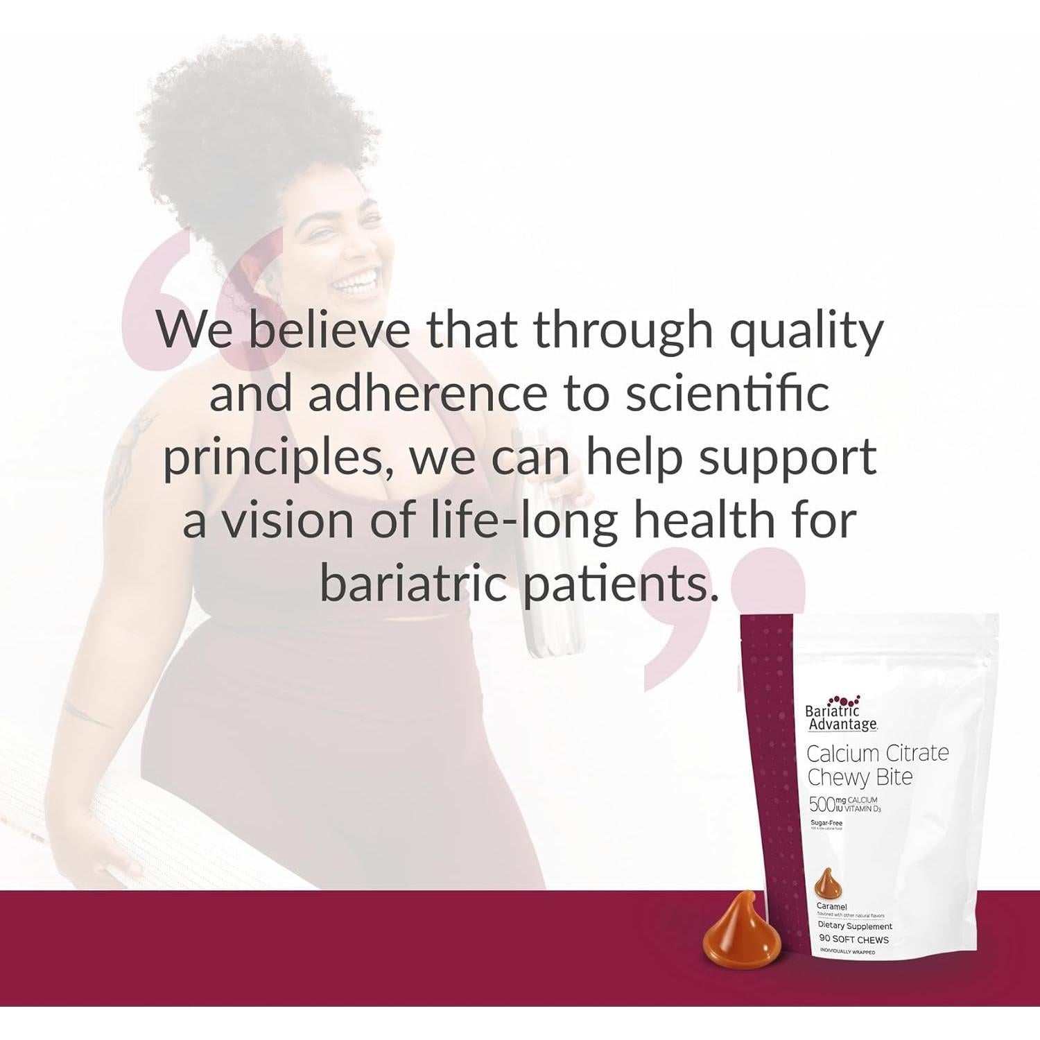 Bocados Masticables de Calcio Bariatric Advantage 500 mg - Sabor Caramelo - 90 Unidades