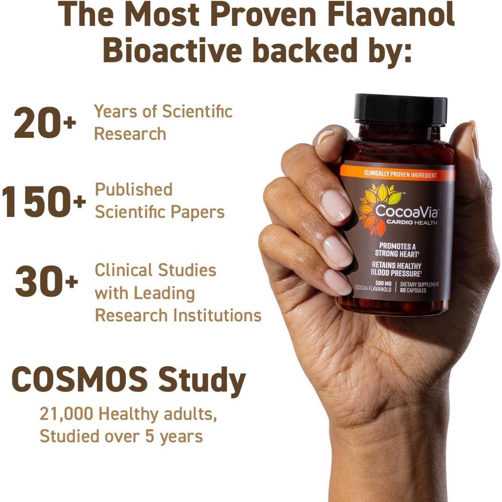 Suplemento Cardíaco CocoaVia 500mg Flavanoles 60 Cápsulas