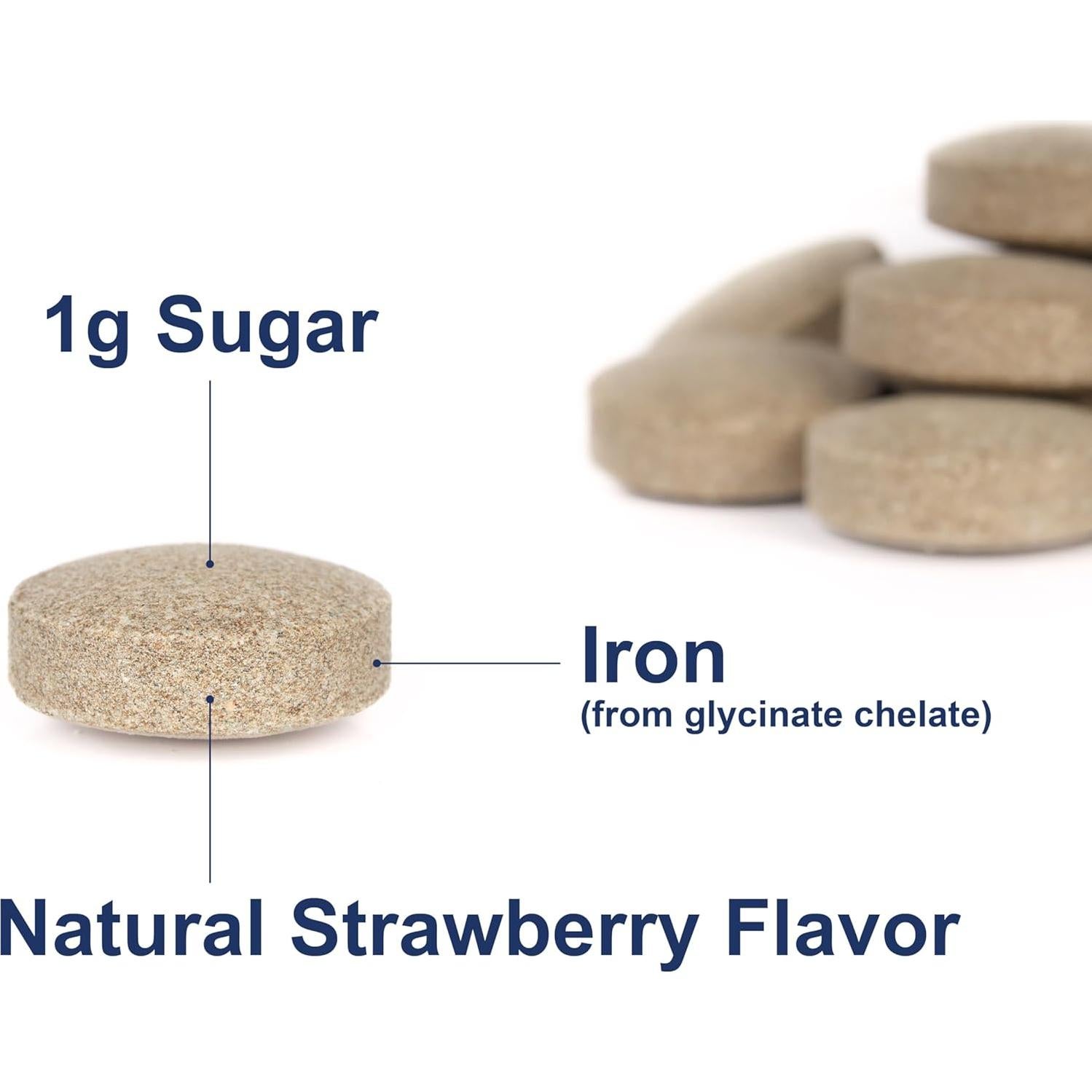 Suplemento de Hierro Masticable Carlson 30 mg Sabor Fresa 120 Tabletas