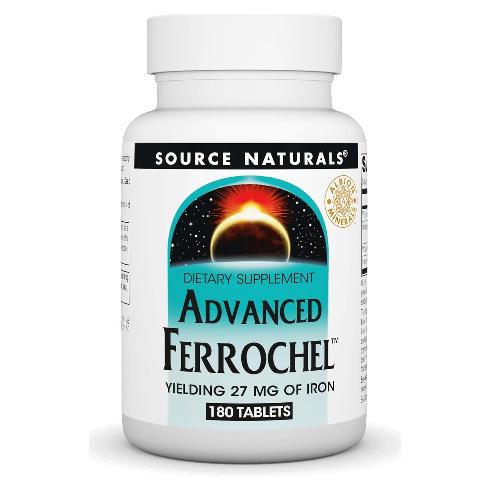 Suplemento de Hierro Source Naturals Advanced Ferrochel 27 mg - 180 Tabletas
