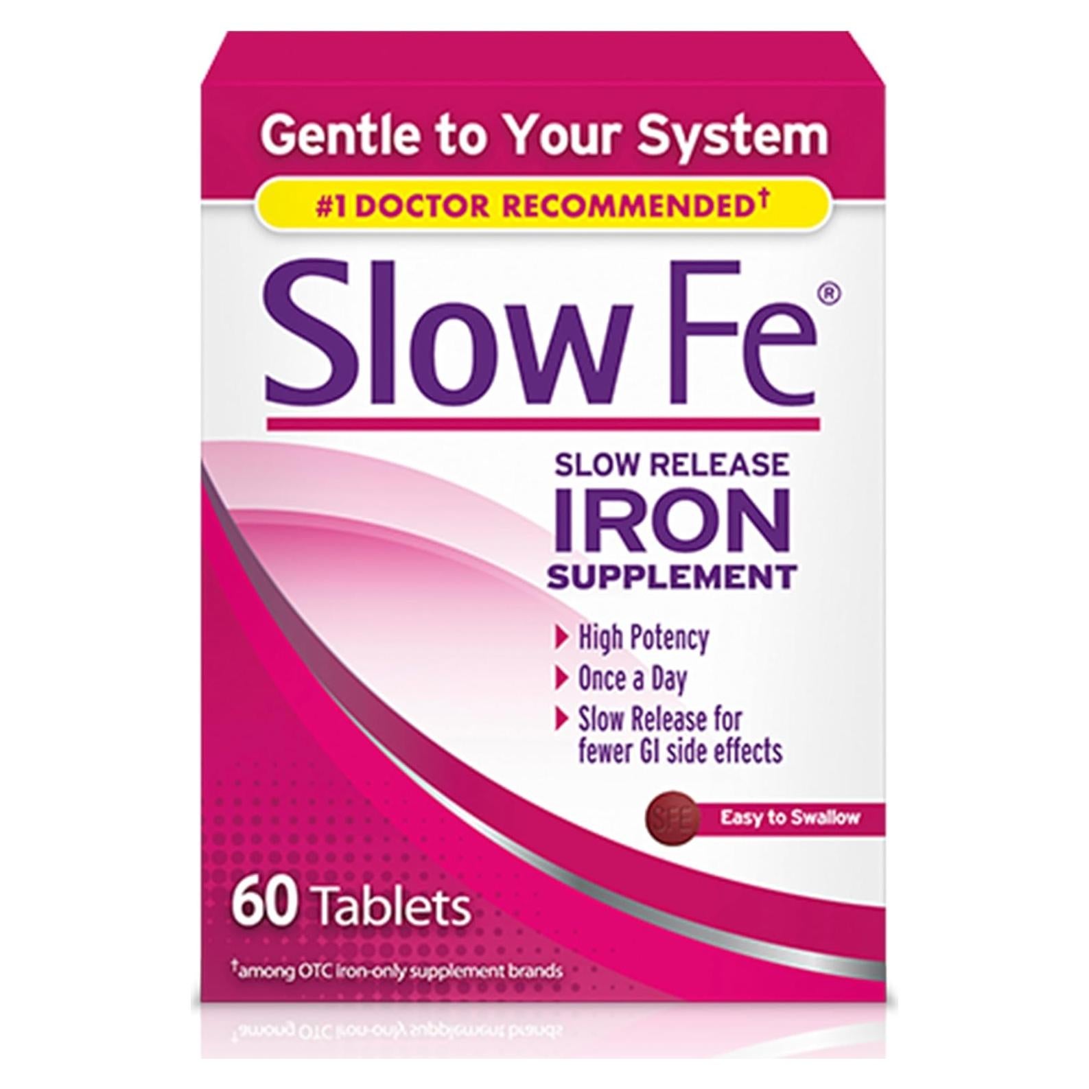 Suplemento de Hierro Slow Fe 45mg - 60 Tabletas Fáciles de Tragar