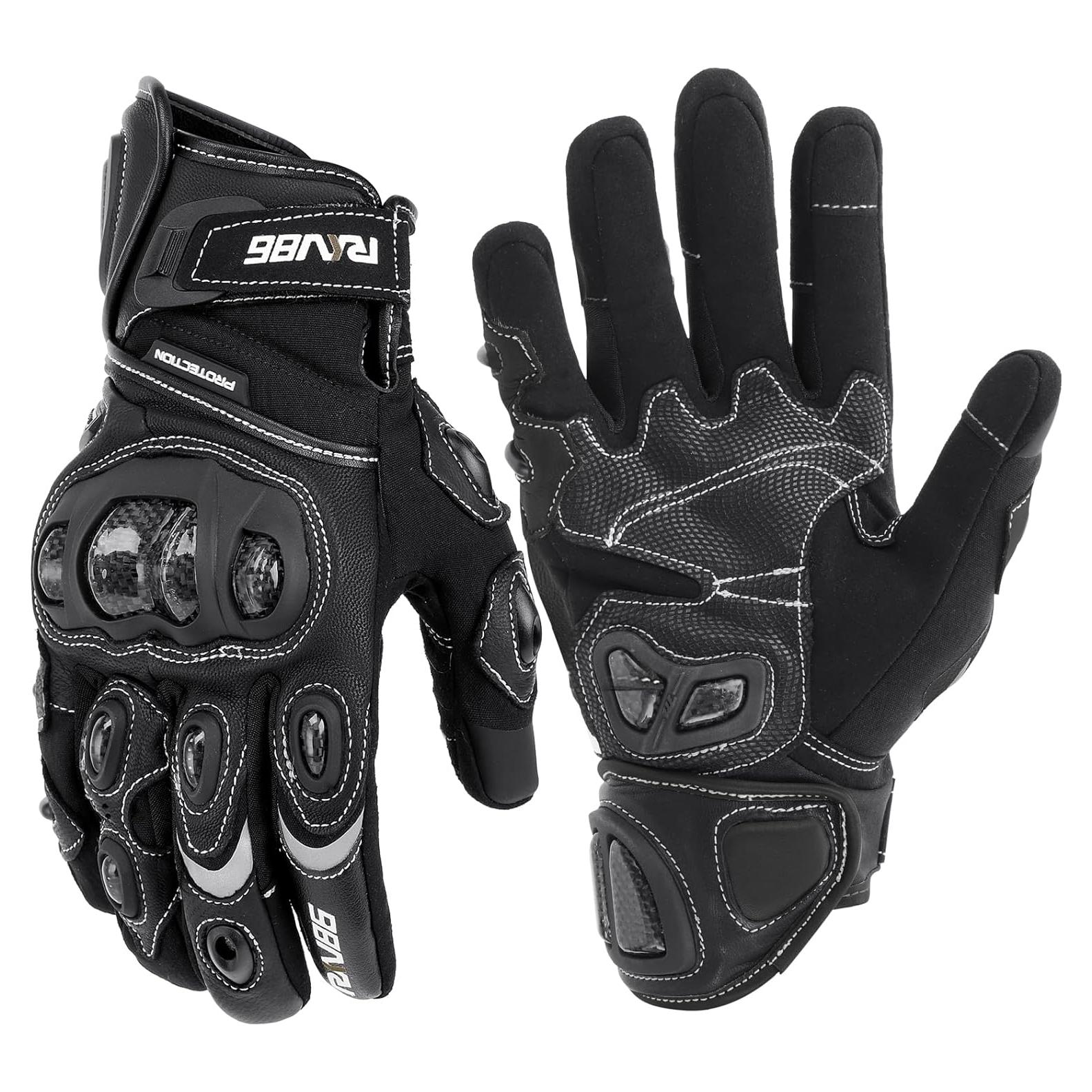 Guantes de Motocicleta RKV86 de Cuero con Protección Táctil