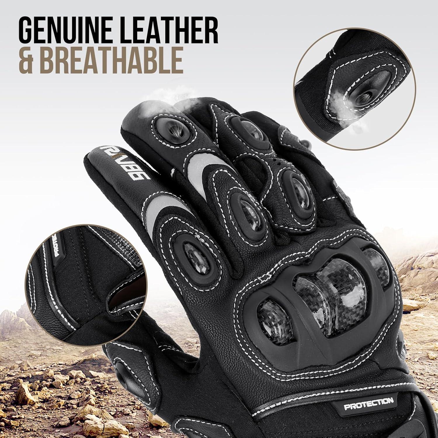 Guantes de Motocicleta RKV86 de Cuero con Protección Táctil