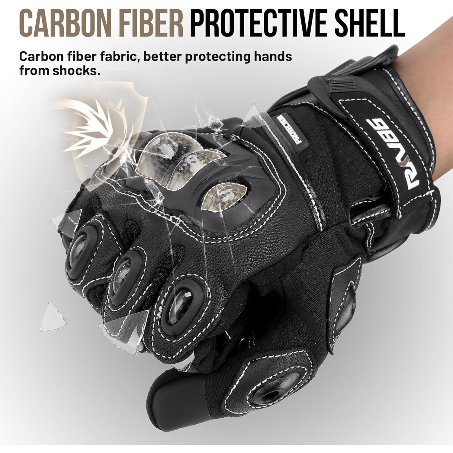 Guantes de Motocicleta RKV86 de Cuero con Protección Táctil