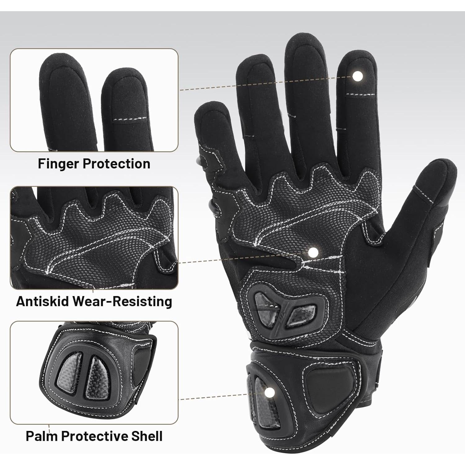 Guantes de Motocicleta RKV86 de Cuero con Protección Táctil
