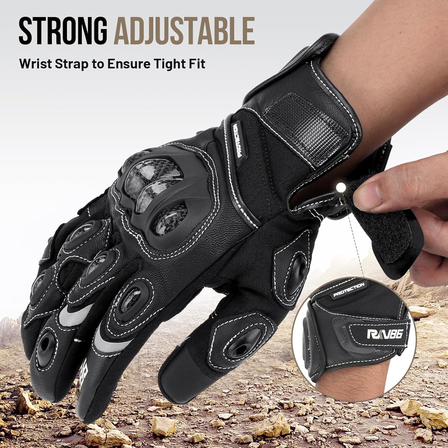 Guantes de Motocicleta RKV86 de Cuero con Protección Táctil