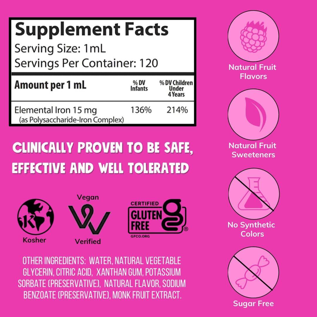 NovaFerrum Yummy Suplemento de Hierro Líquido 15mg 118mL