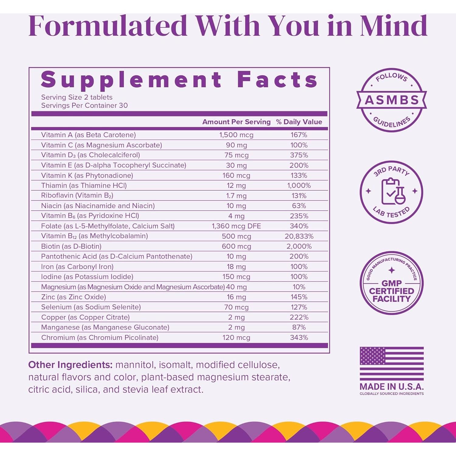 Multivitamina Bariátrica BariMelts con Hierro 60 Tabletas