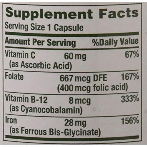 Hierro Suave Nature's Bounty 28 mg 90 Cápsulas Suplemento