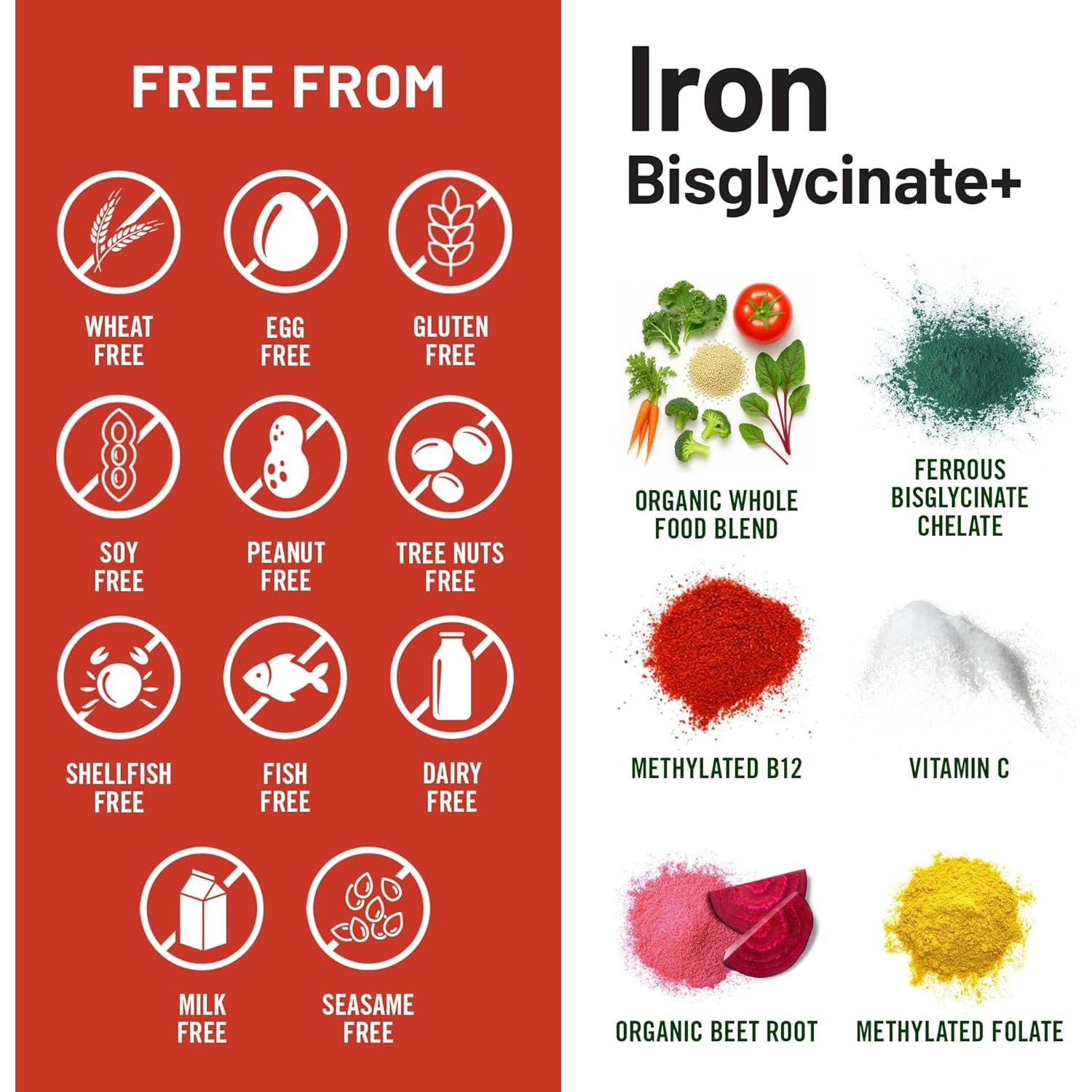 Suplemento de Hierro Bisglicinato NatureWise 90 Tabletas Veganas