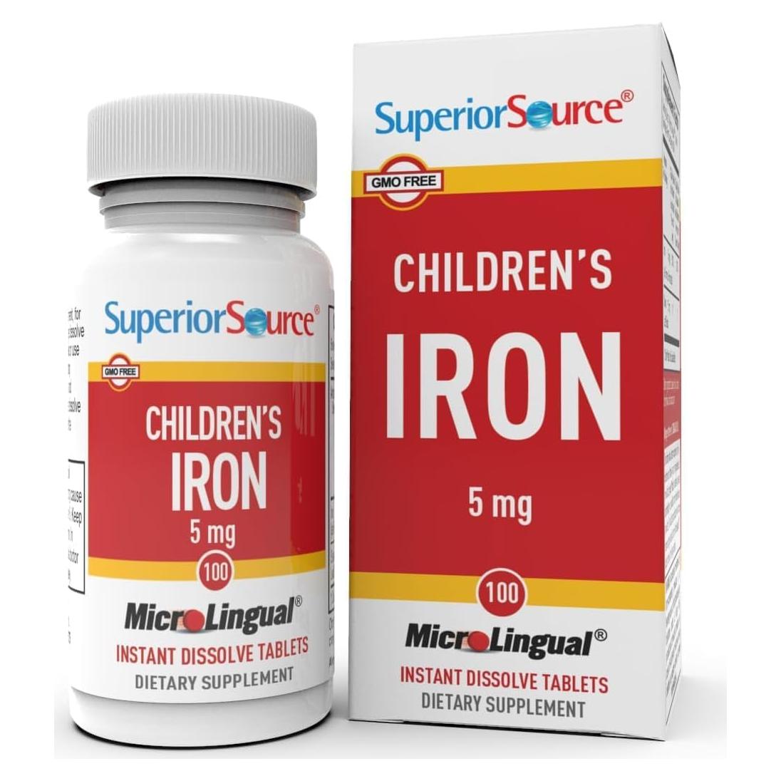 Suplemento de Hierro para Niños Superior Source 5 mg - 100 Tabletas Disolubles