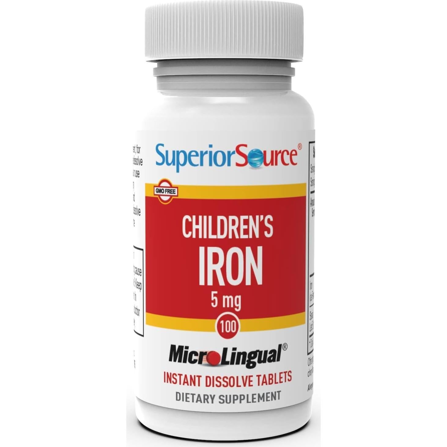 Suplemento de Hierro para Niños Superior Source 5 mg - 100 Tabletas Disolubles
