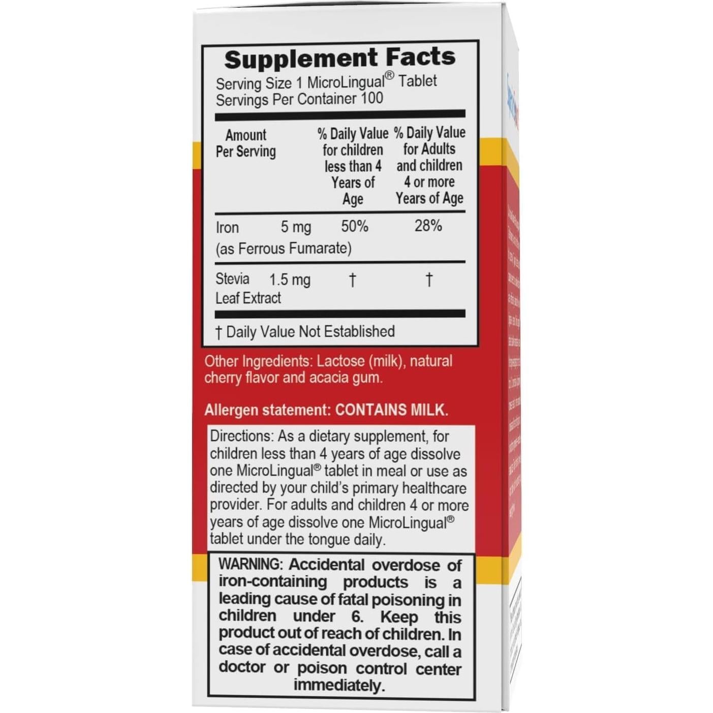 Suplemento de Hierro para Niños Superior Source 5 mg - 100 Tabletas Disolubles