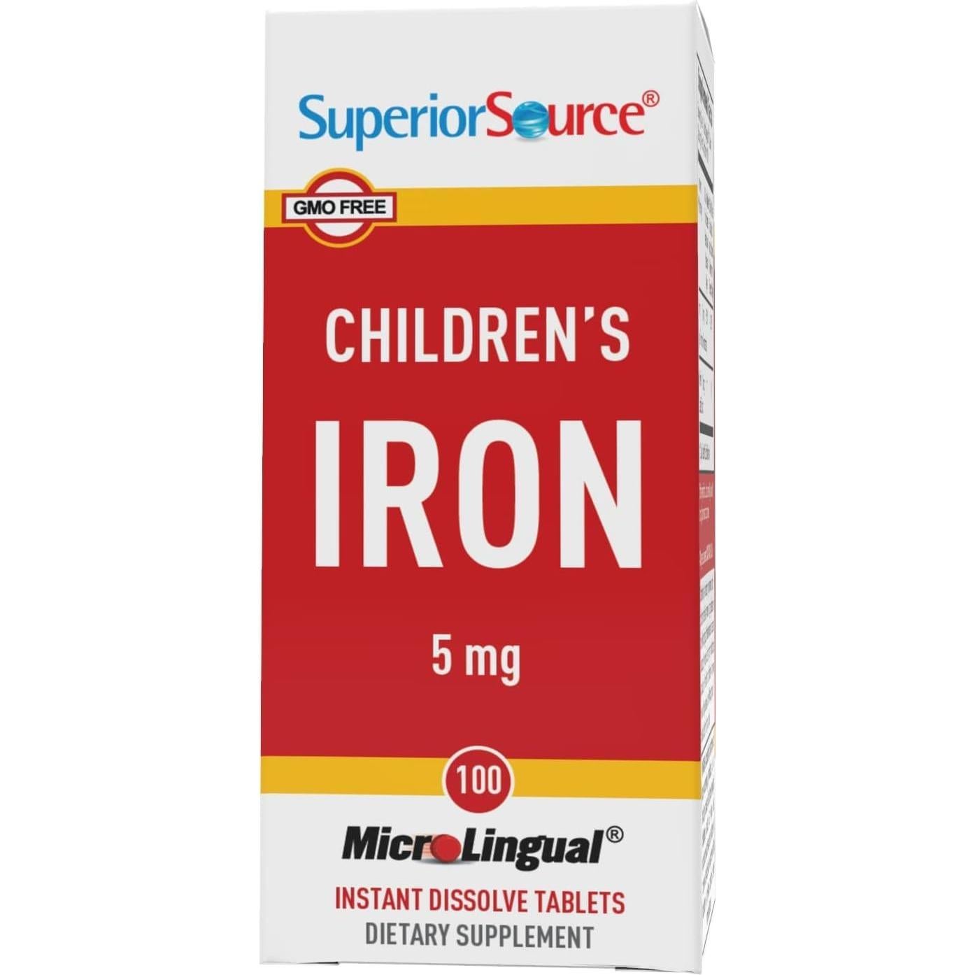 Suplemento de Hierro para Niños Superior Source 5 mg - 100 Tabletas Disolubles