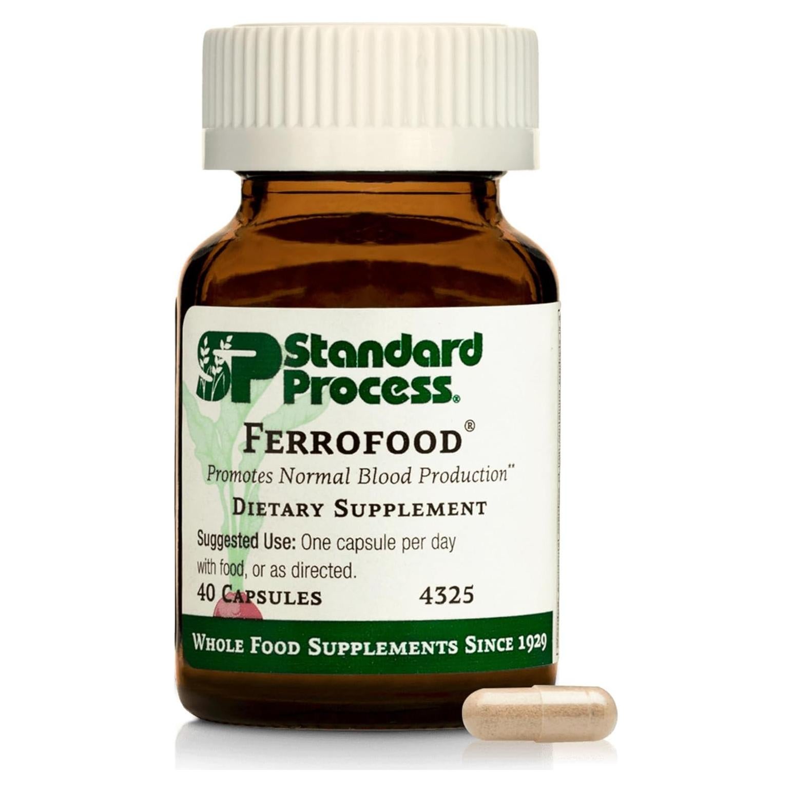 Ferrofood Standard Process - Suplemento de Hierro y Vitamina B12 40 Cápsulas