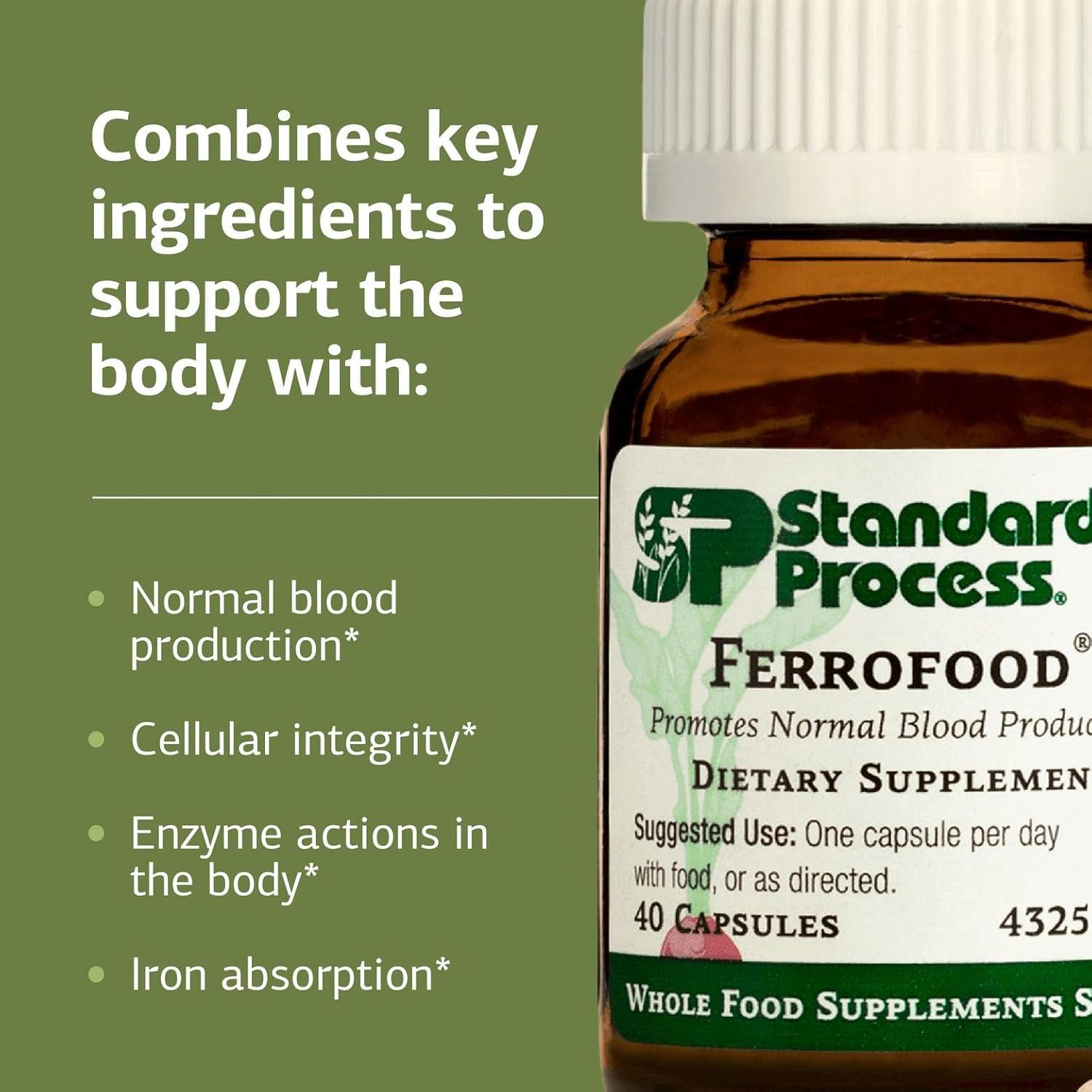 Ferrofood Standard Process - Suplemento de Hierro y Vitamina B12 40 Cápsulas
