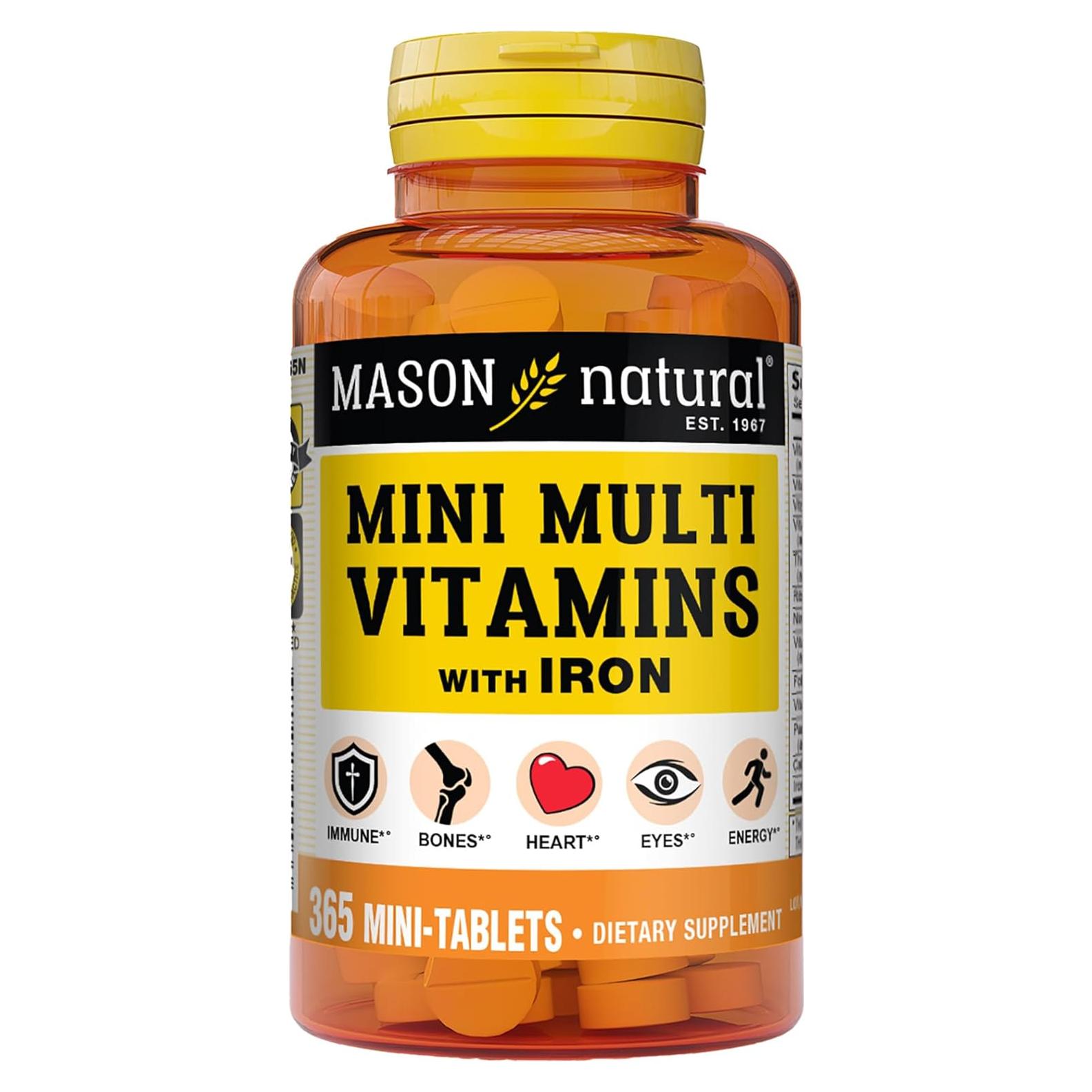 Mini Multivitaminas Mason Natural con Hierro 365 Tabletas