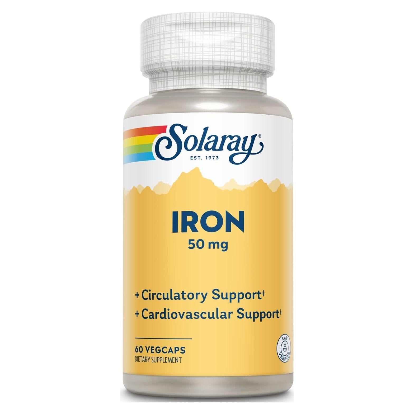 Cápsulas de Hierro Solaray 50 mg - 60 VegCaps para Salud