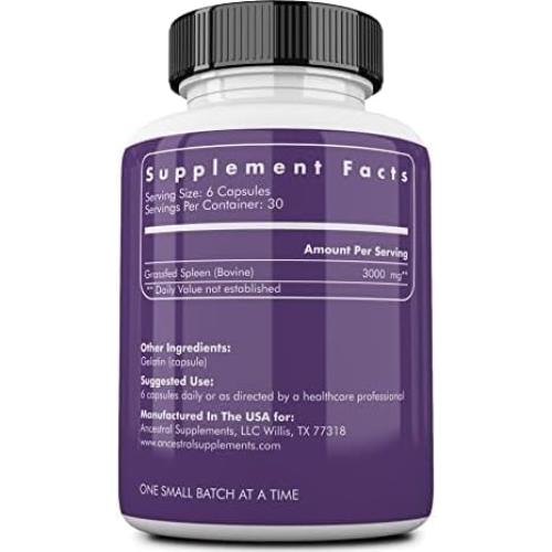 Suplemento de Bazo de Res Ancestral Supplements 3000mg 180 Cápsulas