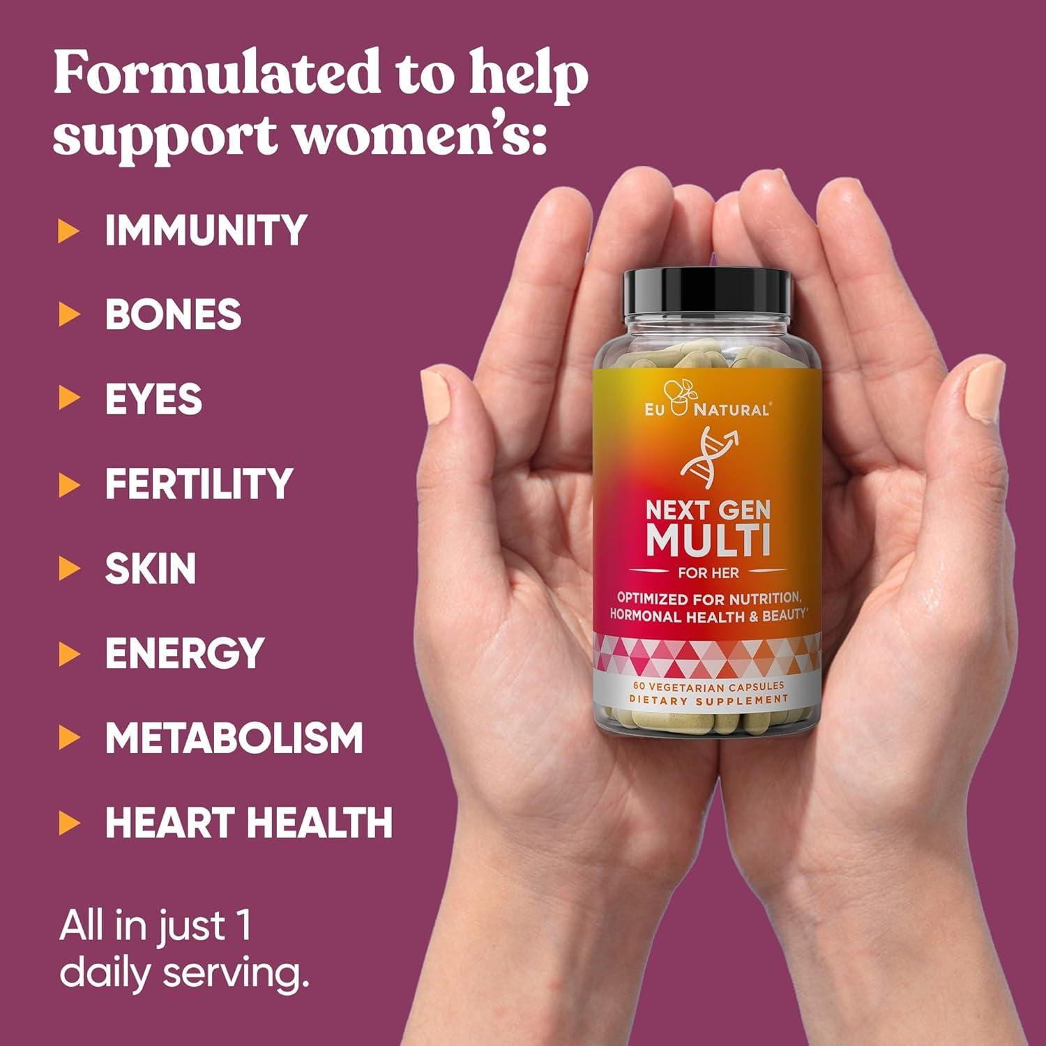 Multivitamina para Mujeres Eu Natural - 22 Vitaminas y Minerales - 60 Cápsulas Vegetarianas