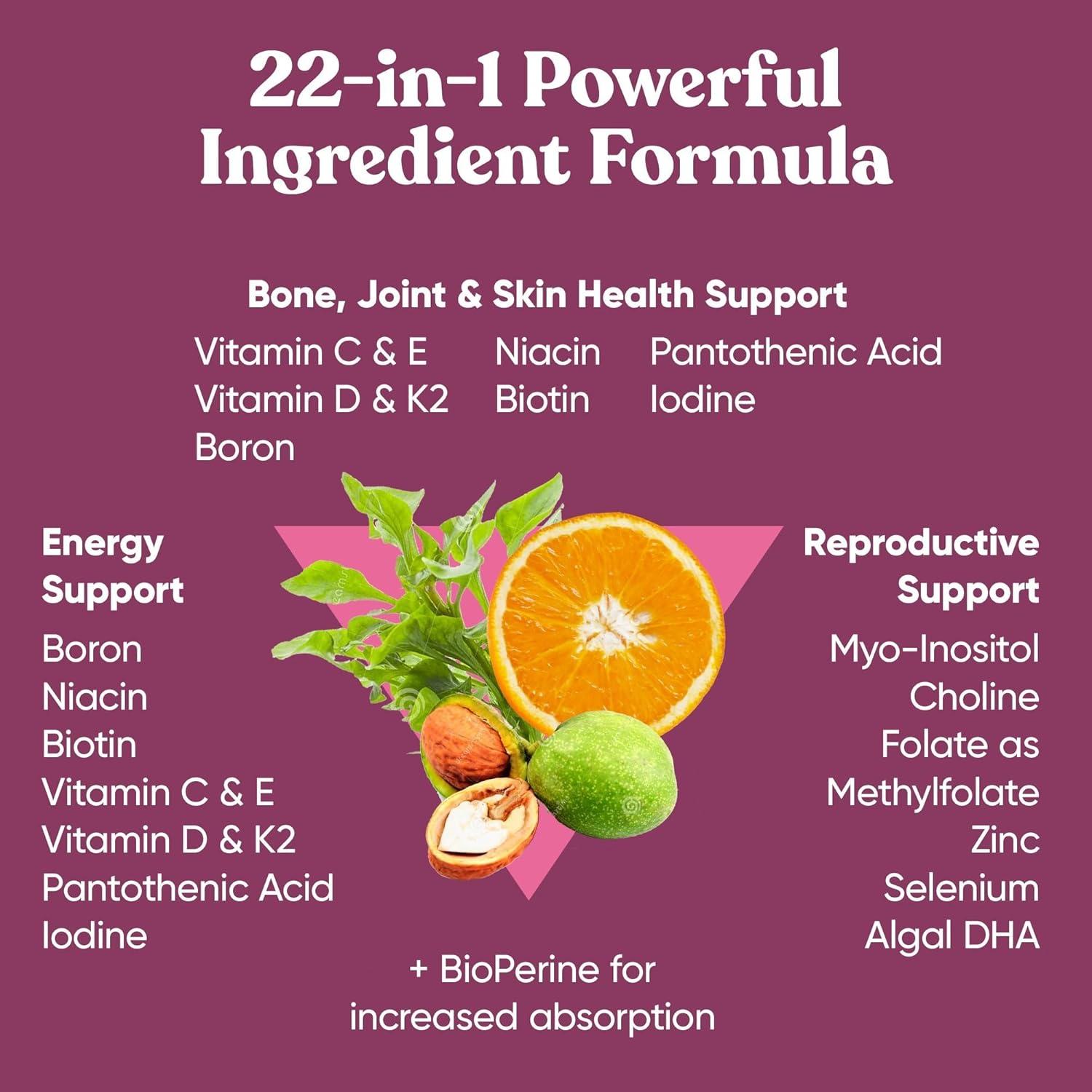 Multivitamina para Mujeres Eu Natural - 22 Vitaminas y Minerales - 60 Cápsulas Vegetarianas