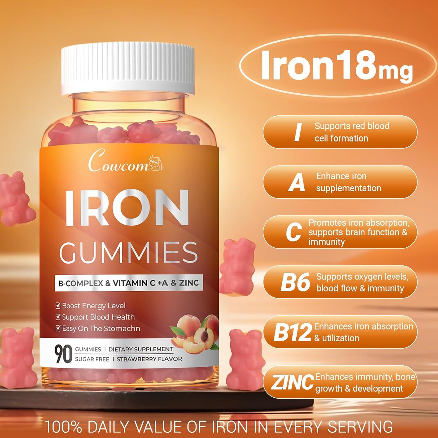 Gominolas de Hierro Veganas Cowcom 90 Unidades Sabor Durazno