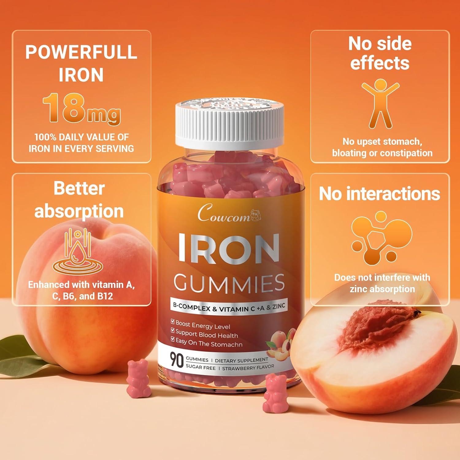 Gominolas de Hierro Veganas Cowcom 90 Unidades Sabor Durazno