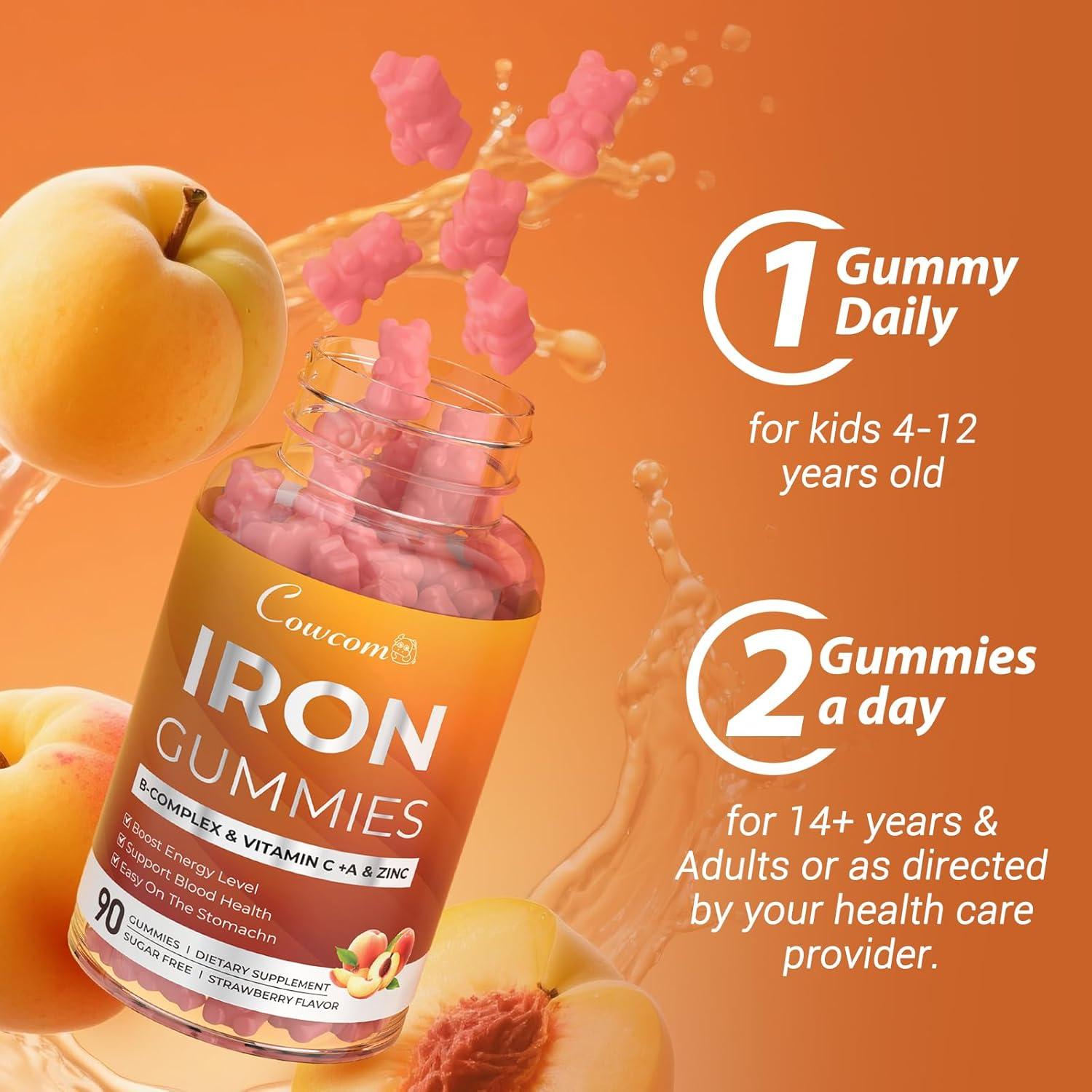 Gominolas de Hierro Veganas Cowcom 90 Unidades Sabor Durazno