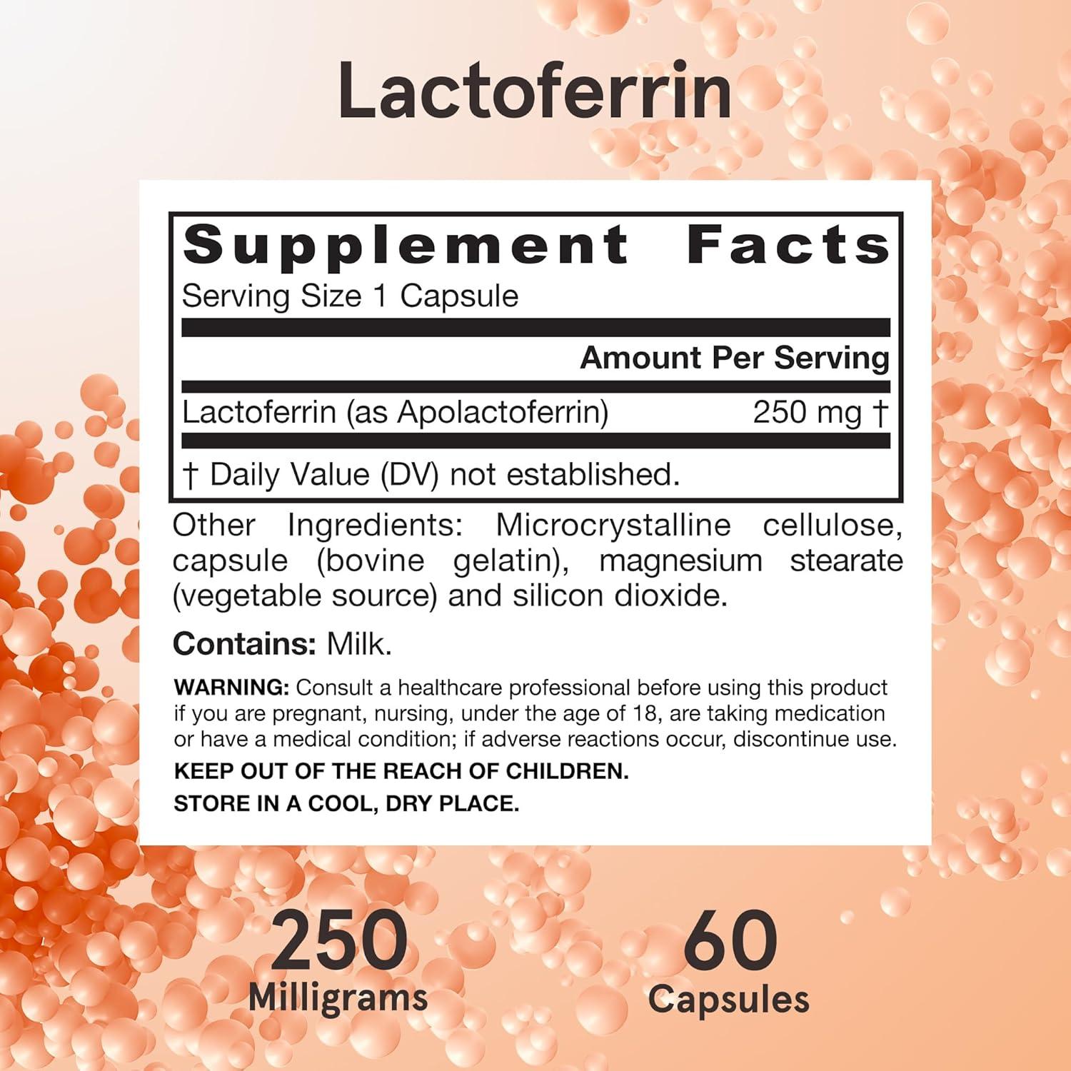 Lactoferrina Liofilizada Jarrow Formulas 250 mg - 60 Cápsulas