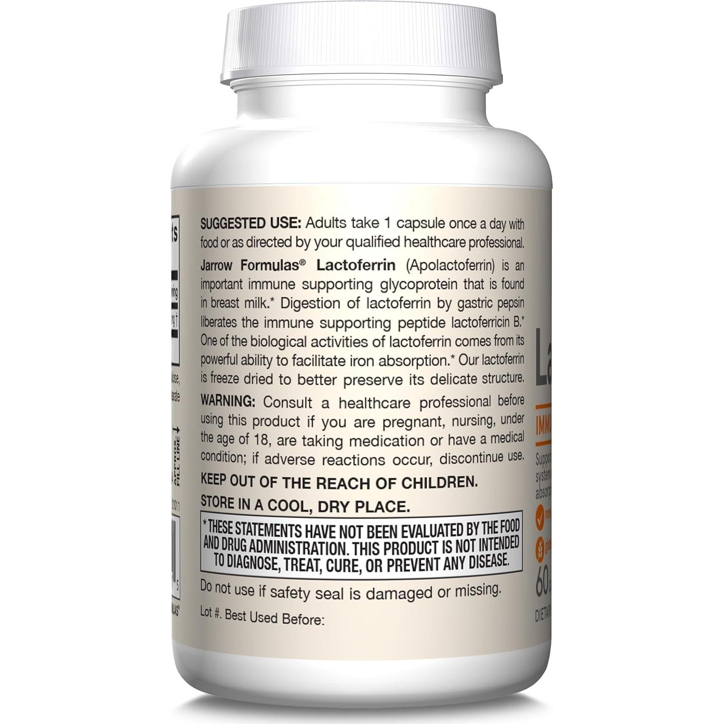 Lactoferrina Liofilizada Jarrow Formulas 250 mg - 60 Cápsulas