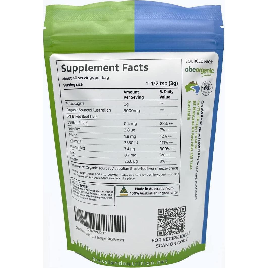Hígado de Res Liofilizado Grassland Nutrition 120g - Orgánico