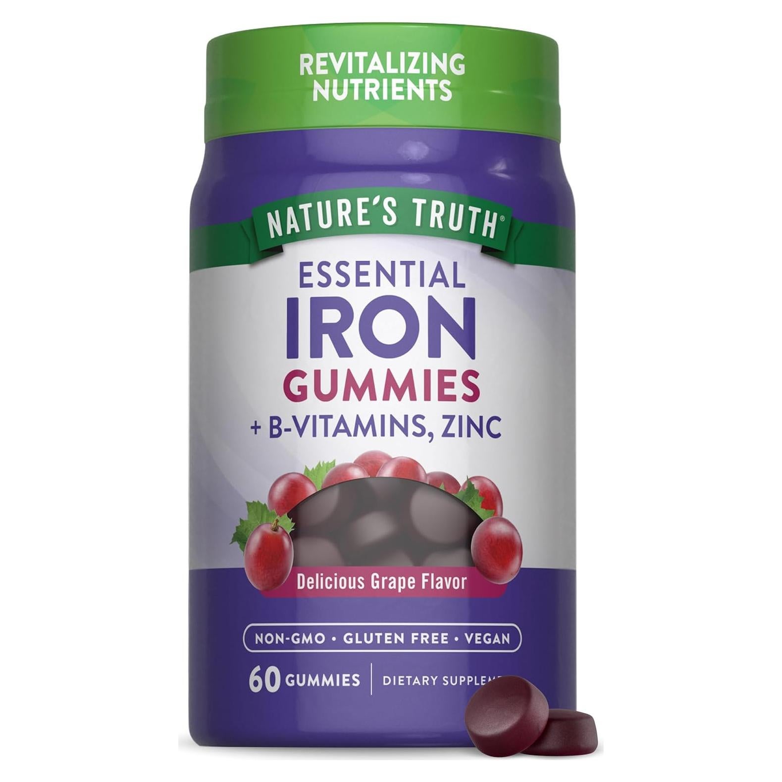 Gomas de Hierro Veganas Verdad de la Naturaleza 60 Unidades Sabor Uva