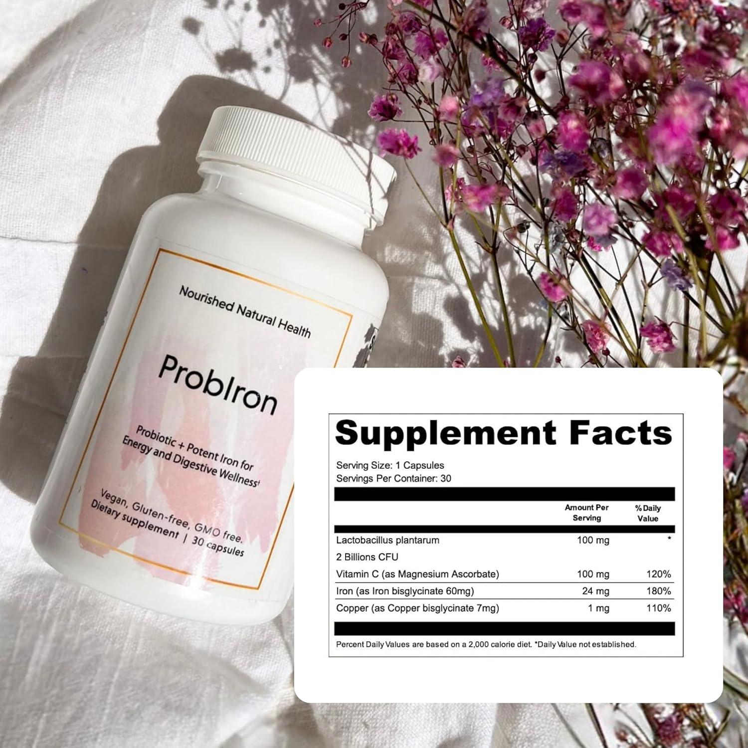 Suplemento ProbIron Nourished - 120 Cápsulas Veganas con Hierro