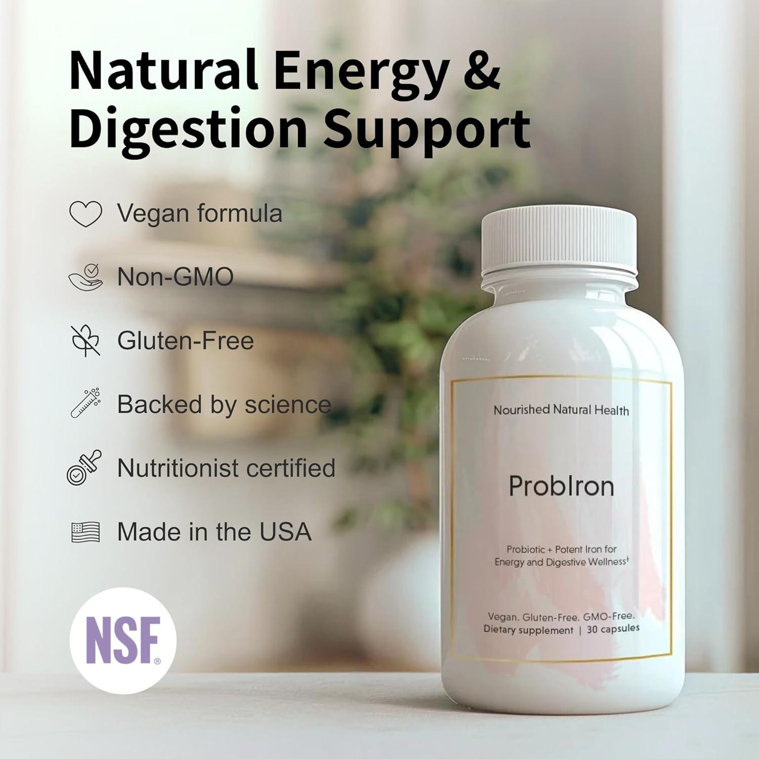 Suplemento ProbIron Nourished - 120 Cápsulas Veganas con Hierro