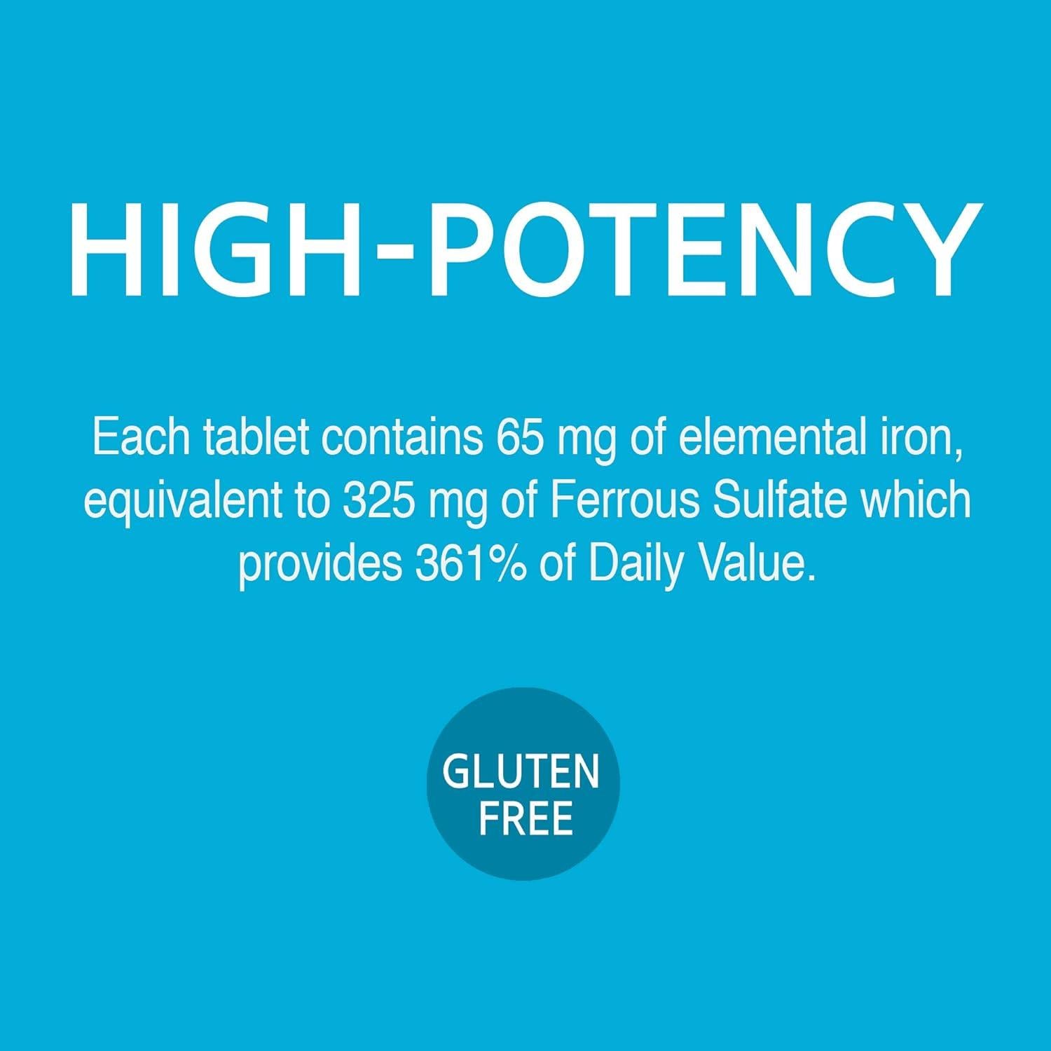 Tabletas de sulfato ferroso 65 mg 21st Century 120 unidades