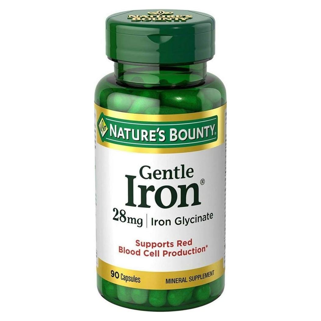 Suplemento de Hierro Glicinato Nature's Bounty 28 mg 90 Cápsulas