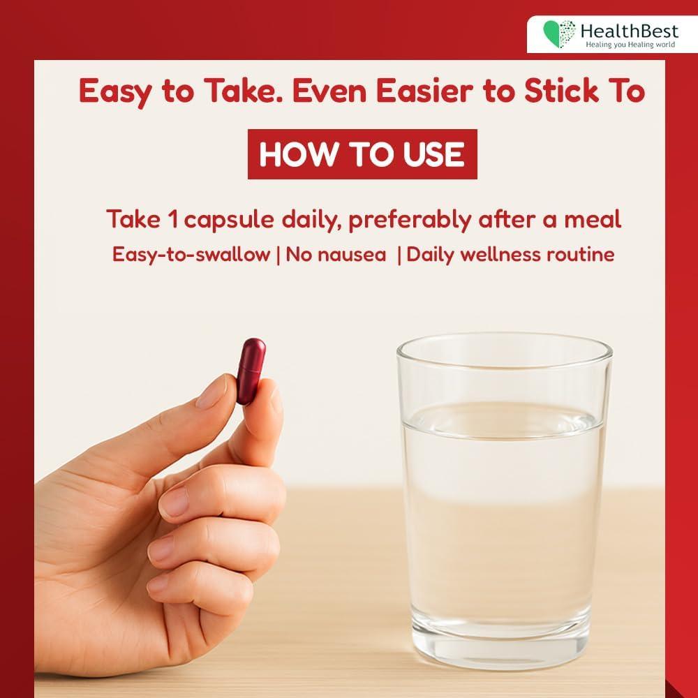 Cápsulas de Hierro Suave HealthBest con Vitamina C - 60 Unidades