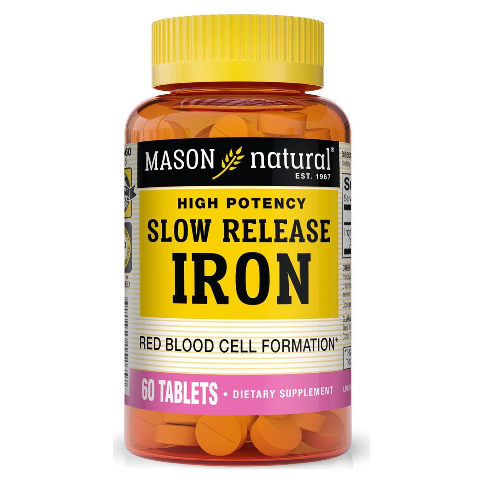 Suplemento de Hierro Mason Natural 50 mg 180 Tabletas Suave