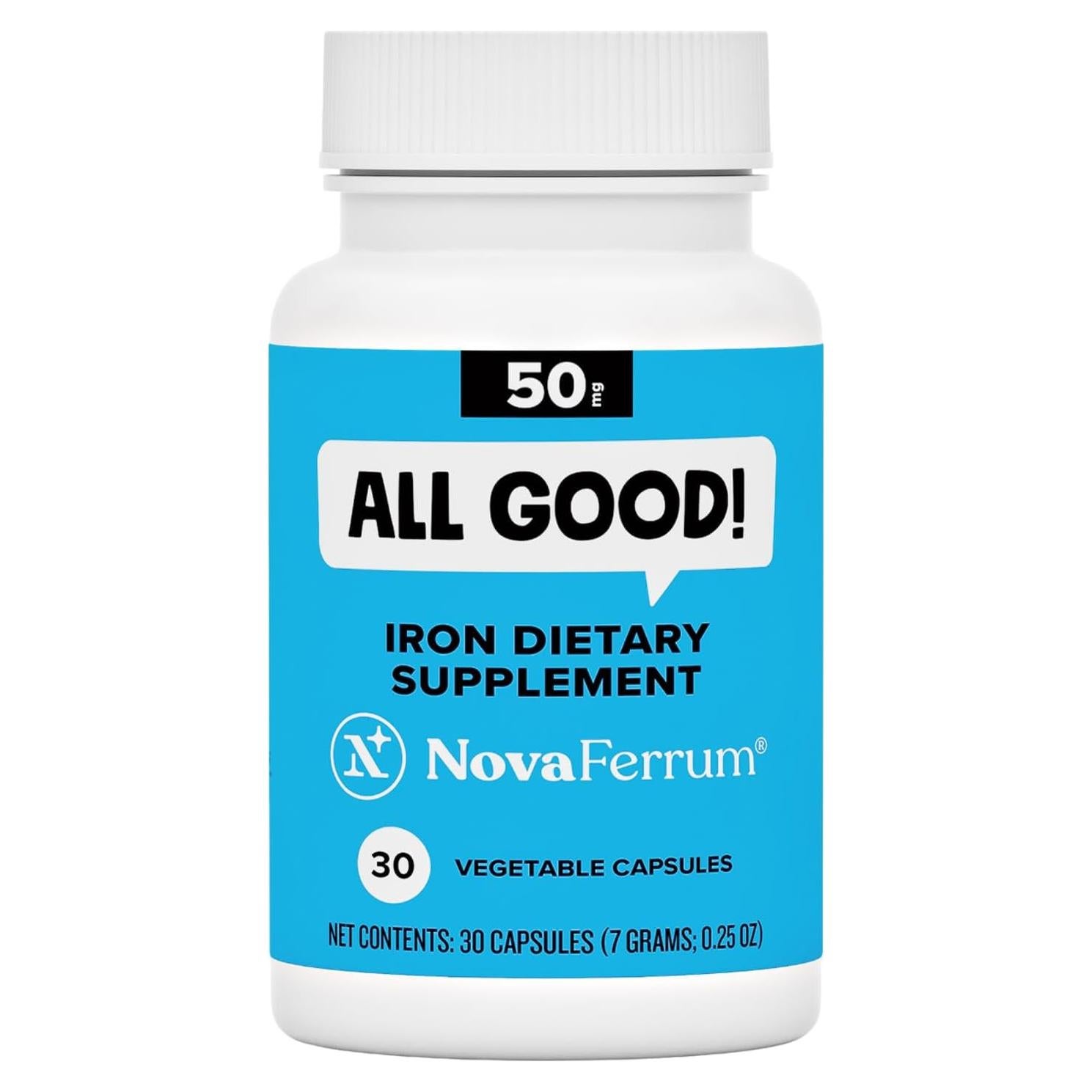 Suplemento de Hierro NovaFerrum Todo Bien 50mg 30 Cápsulas Vegano