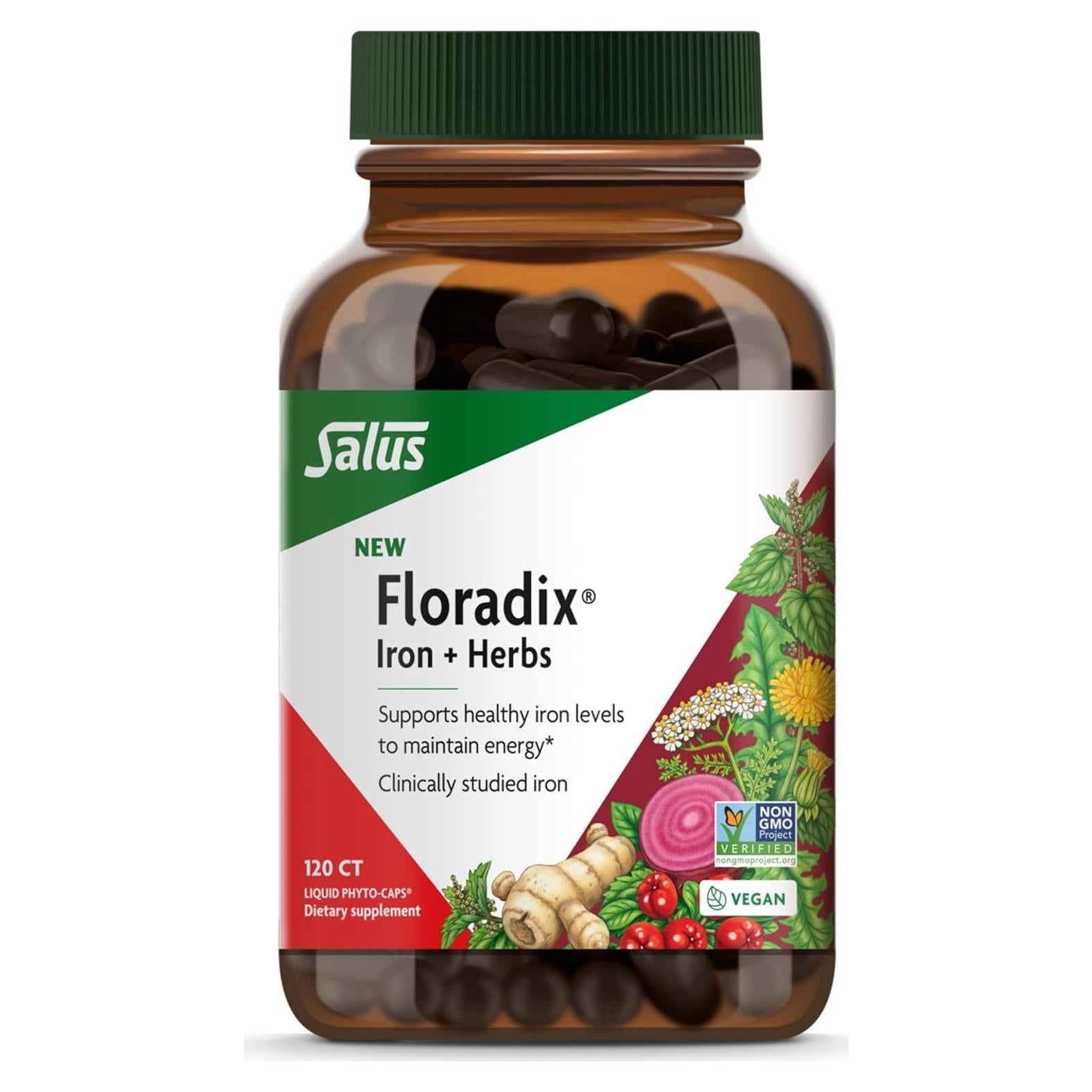Suplemento de Hierro Floradix - 120 Cápsulas Líquidas Veganas