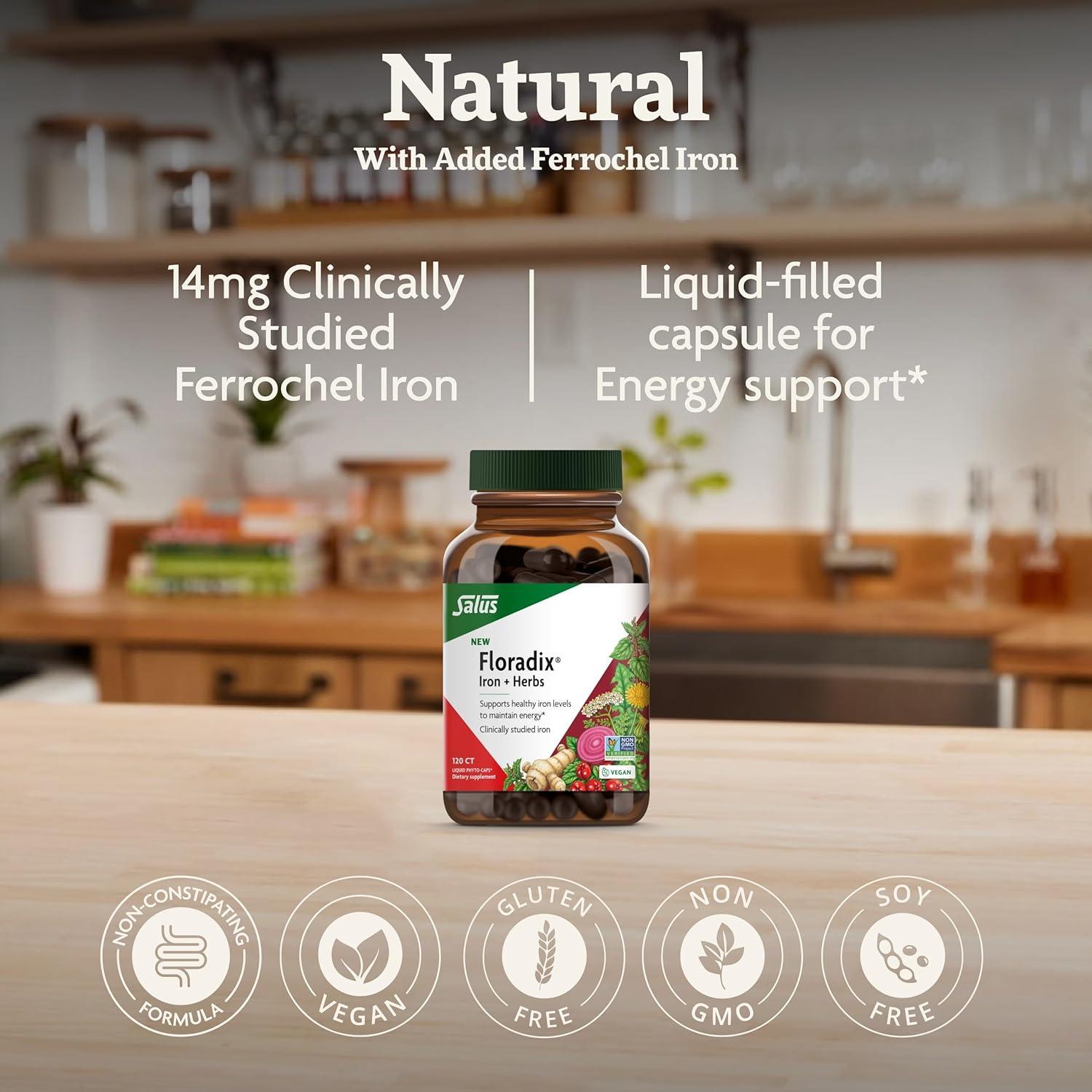 Suplemento de Hierro Floradix - 120 Cápsulas Líquidas Veganas