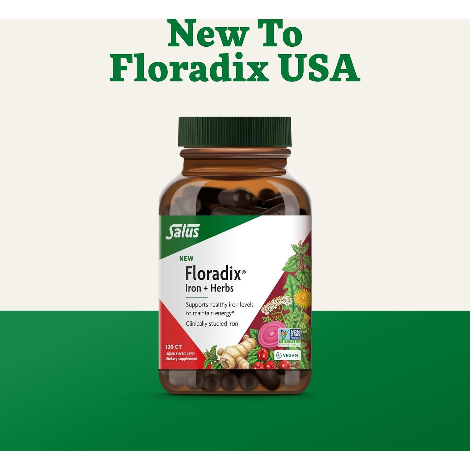 Suplemento de Hierro Floradix - 120 Cápsulas Líquidas Veganas