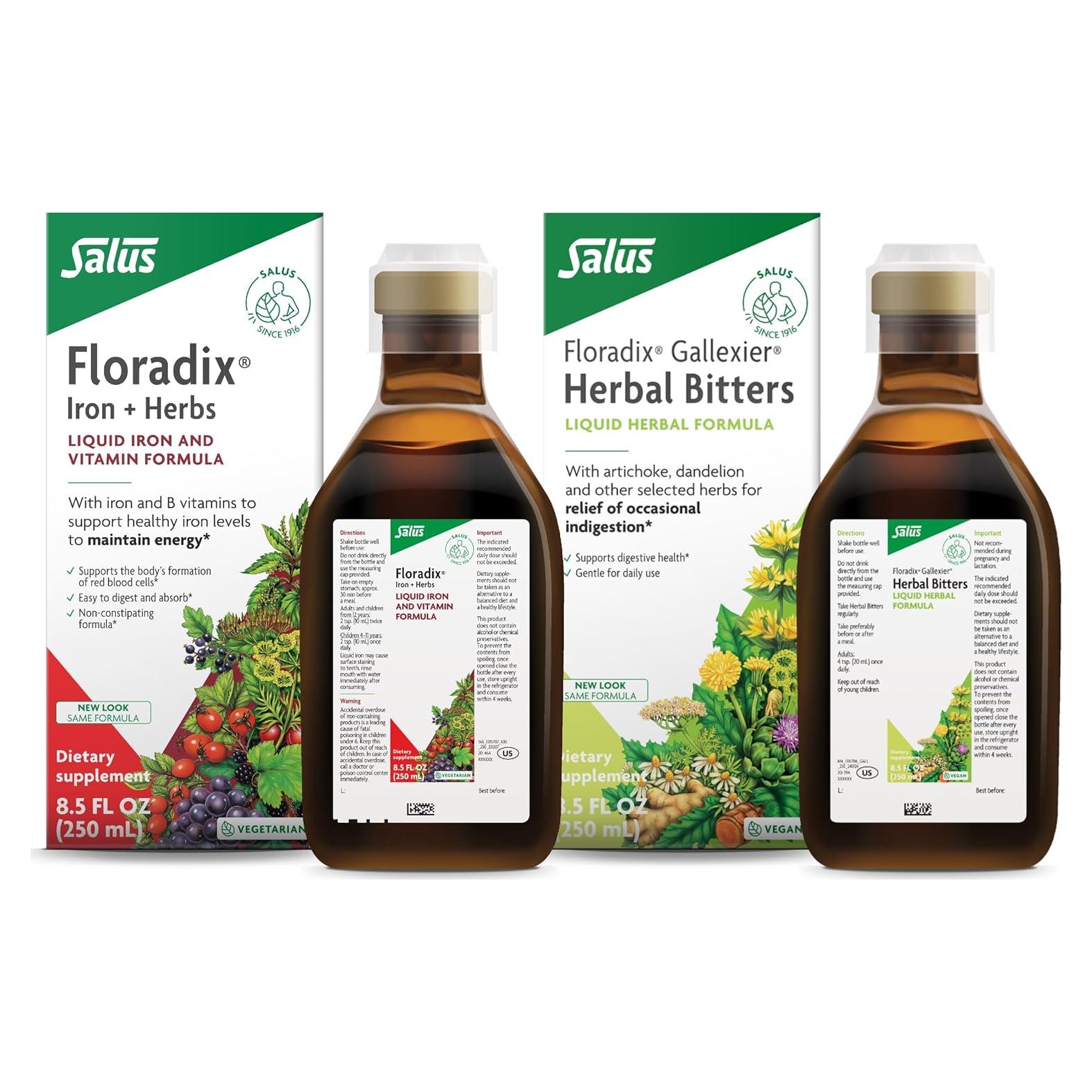 Floradix Suplemento de Hierro Líquido 240 ml + Gallexier Digestivo