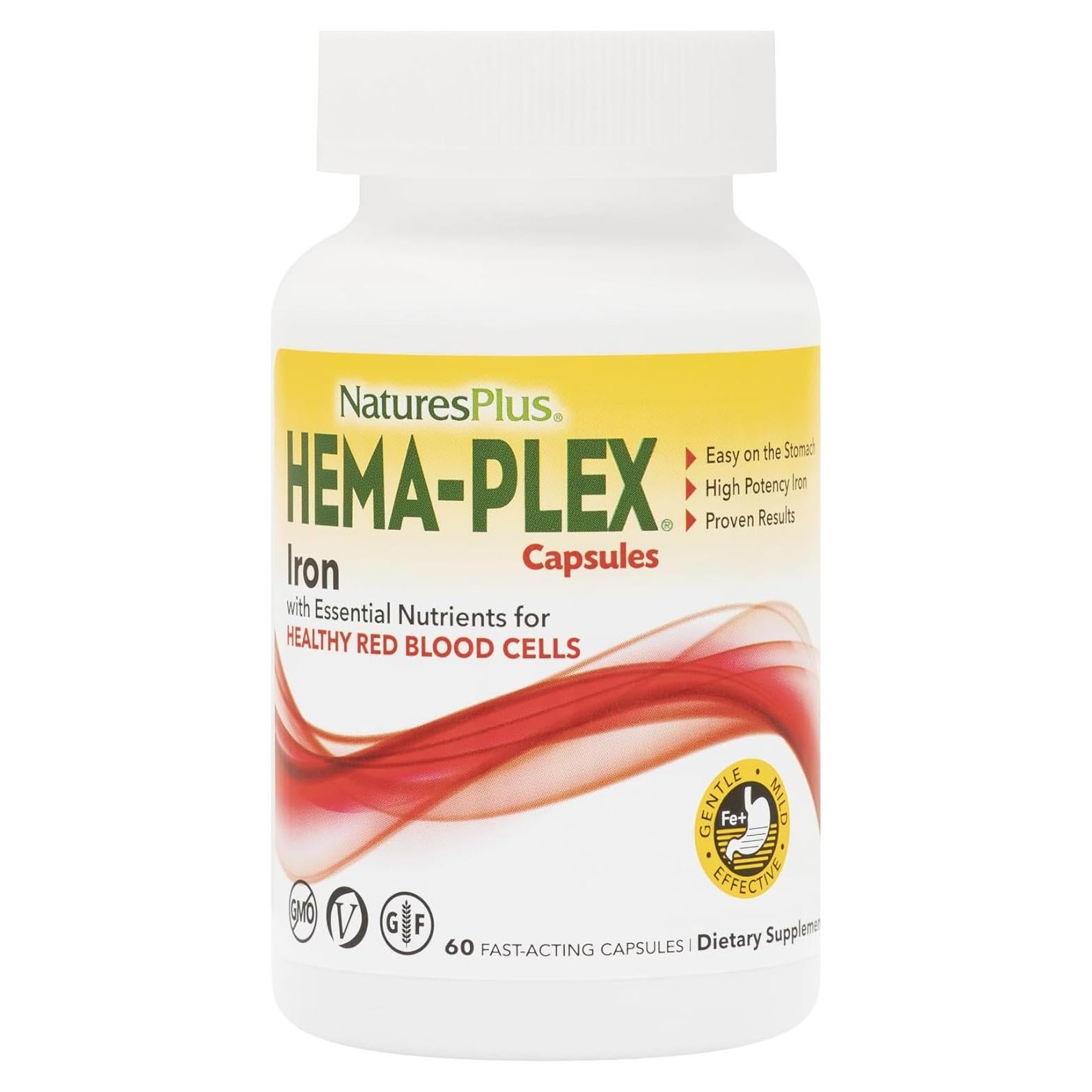 NaturesPlus Hema-Plex Hierro 85 mg - 60 Cápsulas Veganas