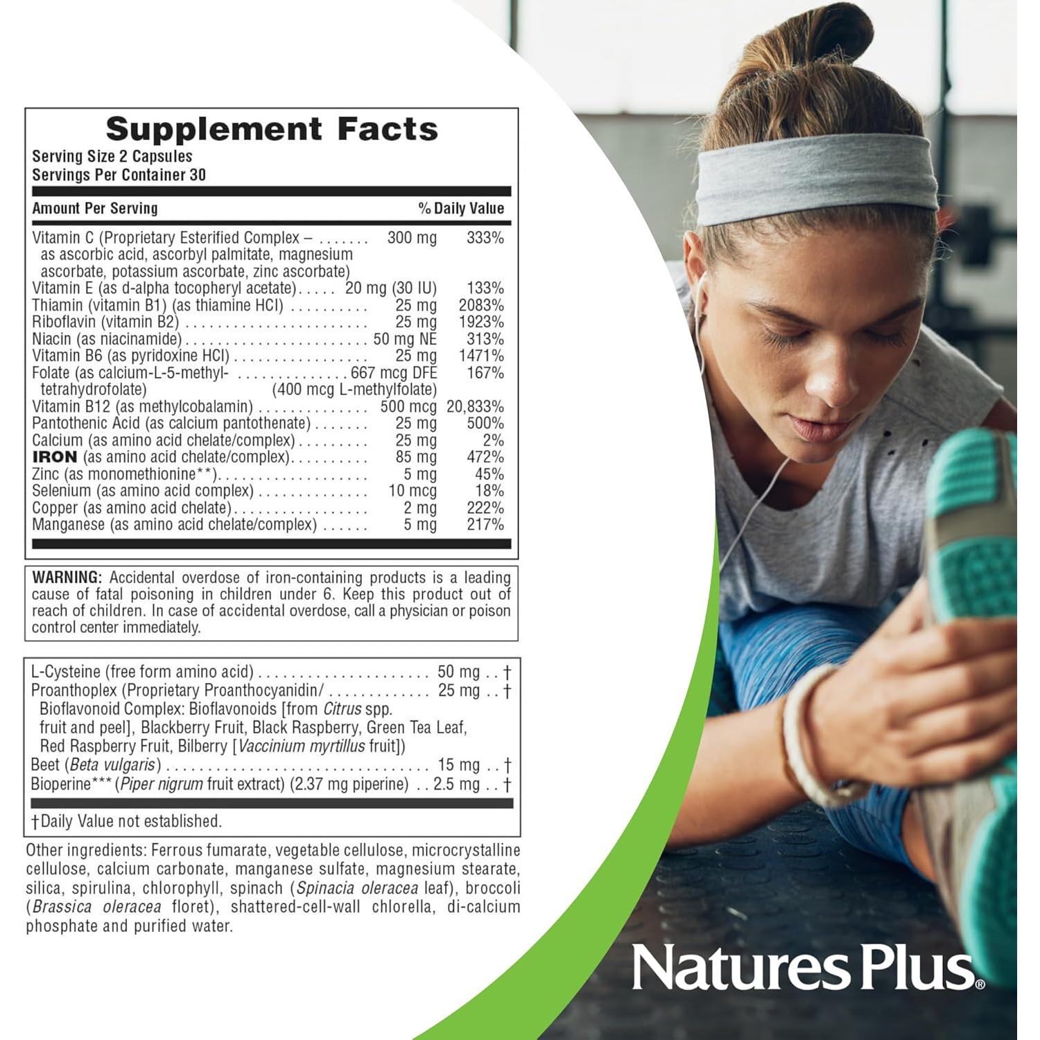 NaturesPlus Hema-Plex Hierro 85 mg - 60 Cápsulas Veganas