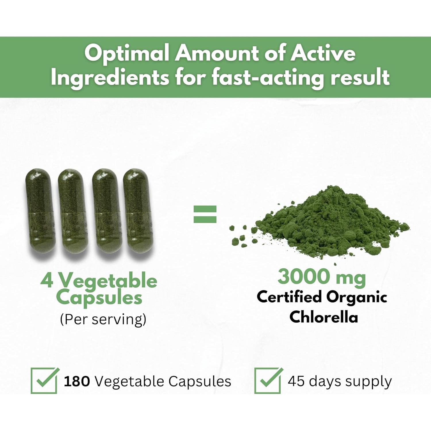Cápsulas de Chlorella Orgánica 3000 mg HCL - Detox Natural
