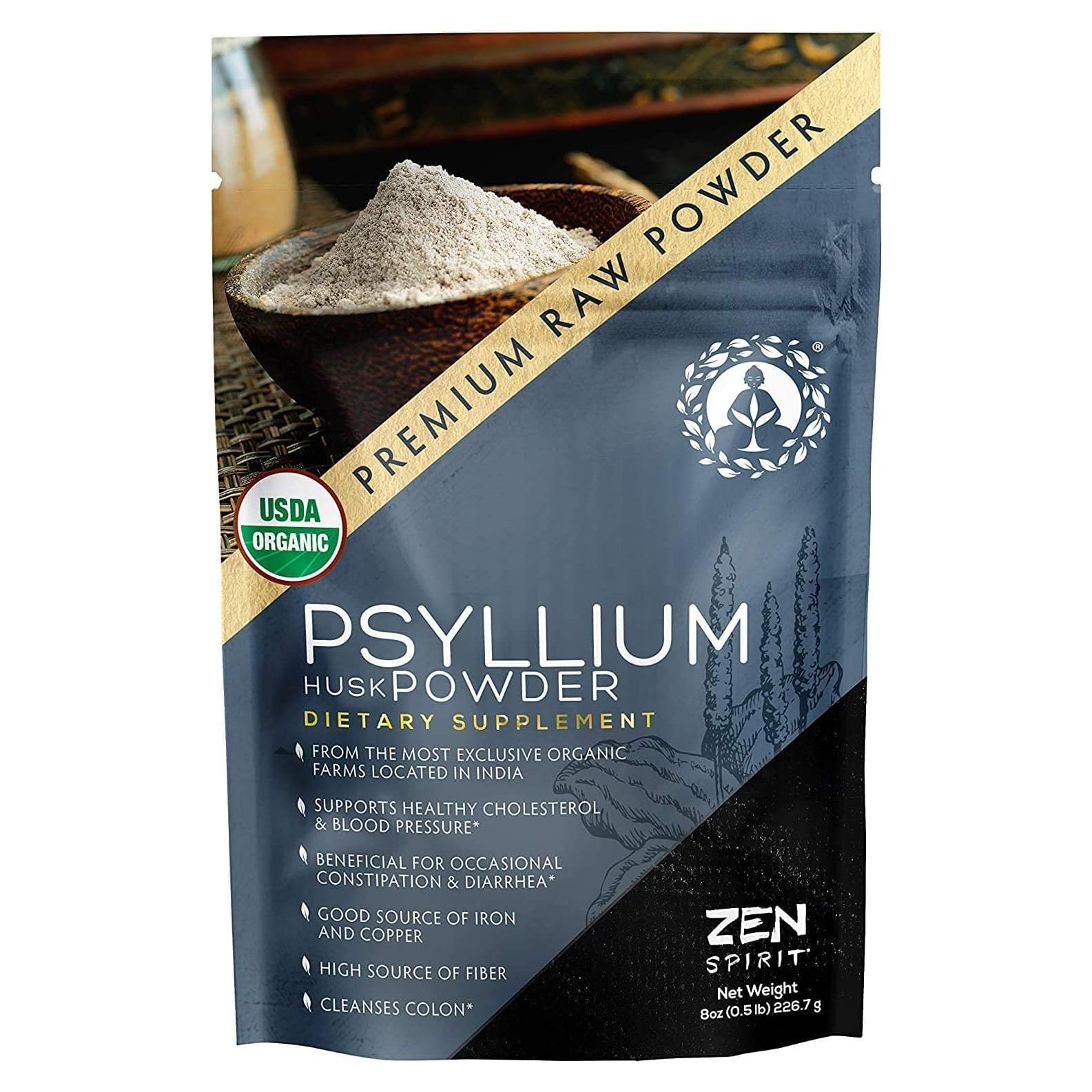 Polvo de Cáscara de Psyllium Orgánico Zen Spirit 226.8g - Suplemento de Fibra