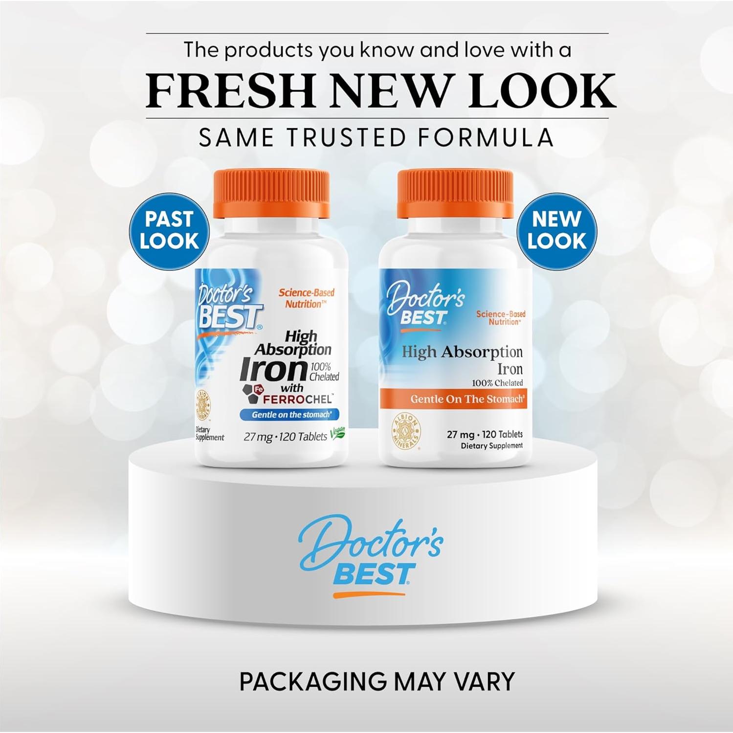 Tableta de Hierro Quelado Doctor's Best 27 mg - Suave Digestión