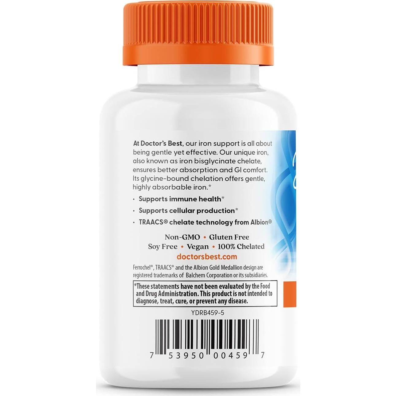 Tableta de Hierro Quelado Doctor's Best 27 mg - Suave Digestión