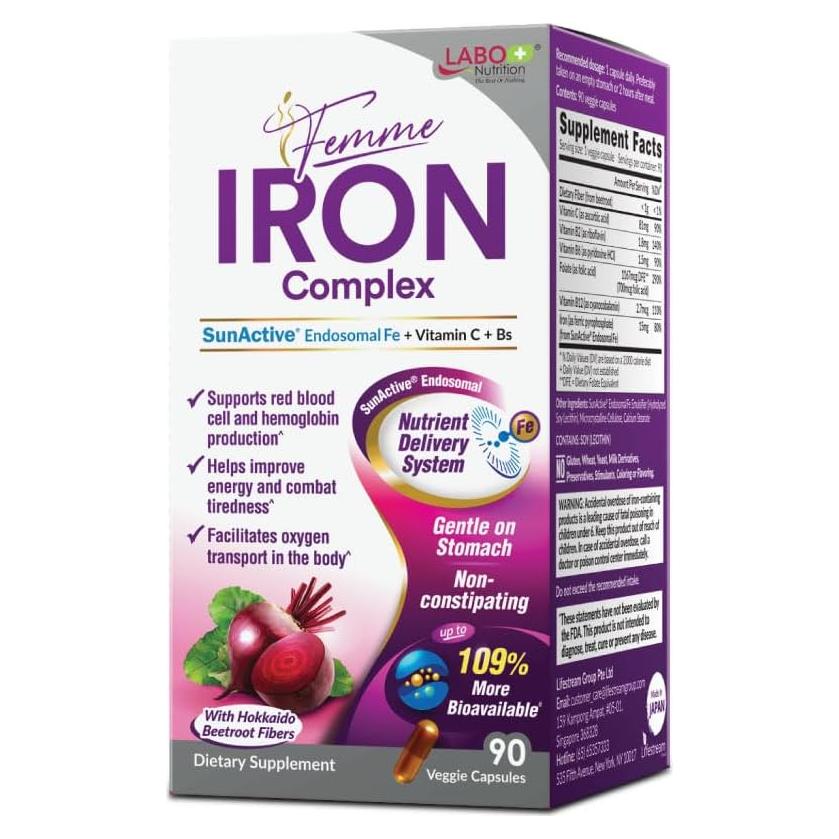 Suplemento de Hierro Femme LABO Nutrition 15mg Vegano 90 Cápsulas